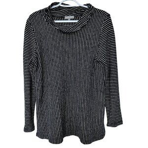 Habitat Womens Cowl Neck Cotton Long Sleeve Striped Top Size S Black White